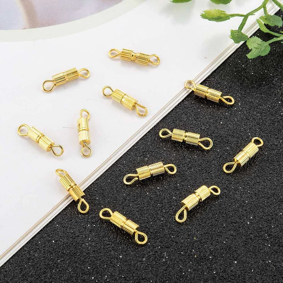 50 Sets Barrel Tube Screw Clasps with Loops for Lanyard Jewelry Making Art Craft - Image 3 of 4