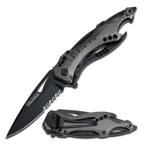 Knife Tac Force 8.00" Overall Stainless Steel Spring Assisted DropPoint TF-705GY - 第 1/4 張圖片