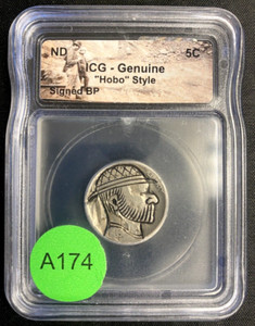 (ND) Indian Head Buffalo Nickel "Hobo" Style Genuine ICG