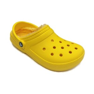 lined yellow crocs