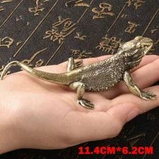 Brass Lizard Animal Statue Small Sculpture Tabletop Figurine Home Decor Gift NEW