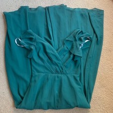 Davids Bridal Flutter Sleeve Bridesmaid Dress in Emerald Green, Size 2, Size 14