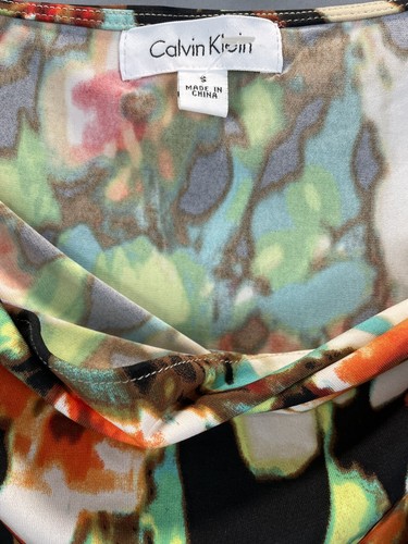Calvin Klein Tank Top Women Black Geometric Print Retro Blouse Size S - Picture 5 of 7