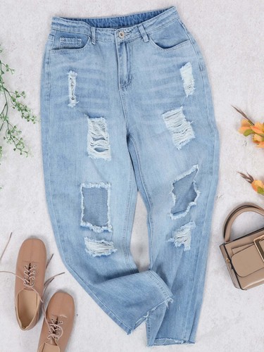 Baggy Distressed Boyfriend Denim Jeans - Bild 12 von 15