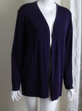 NWT Chico's Travelers Sz 2 L PURPLE ZINFANDEL Open Jacket Blazer Slinky Knit