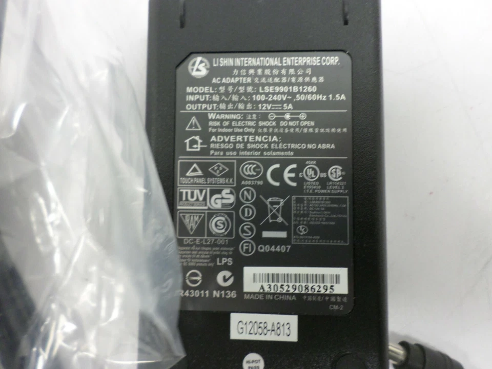 Original LI SHIN LSE9901B1260, 12V 5.0A 60W DIN 4-pin AC Power Adapter Charger - Image 4 of 4