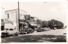 Street View Oscoda MI Michigan 1931 RPPC Photo Postcard COPY
