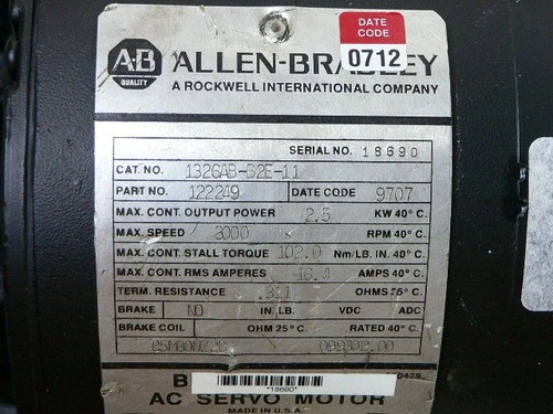 Allen Bradley 1326Ab-B2e-11 Ac Servo Motor - Ab1326abb2e11 - New - Bild 3 von 4
