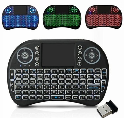 Mini Funk Tastatur Touchpad PC Wireless Keyboard Backlit LED Keypad Schwarz NEU