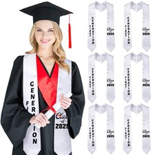 6 PCS First Generation Graduation Stole Class of 2025 72 inch White Sash