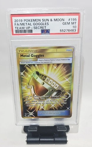 2019 Pokemon Team Up Metal Goggles # 195 Gold Rare Holo PSA 10 GEM MINT