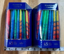 2 Pack Dreidel Company Hanukkah Candles 45 Multicolored Striped Deluxe Tapered
