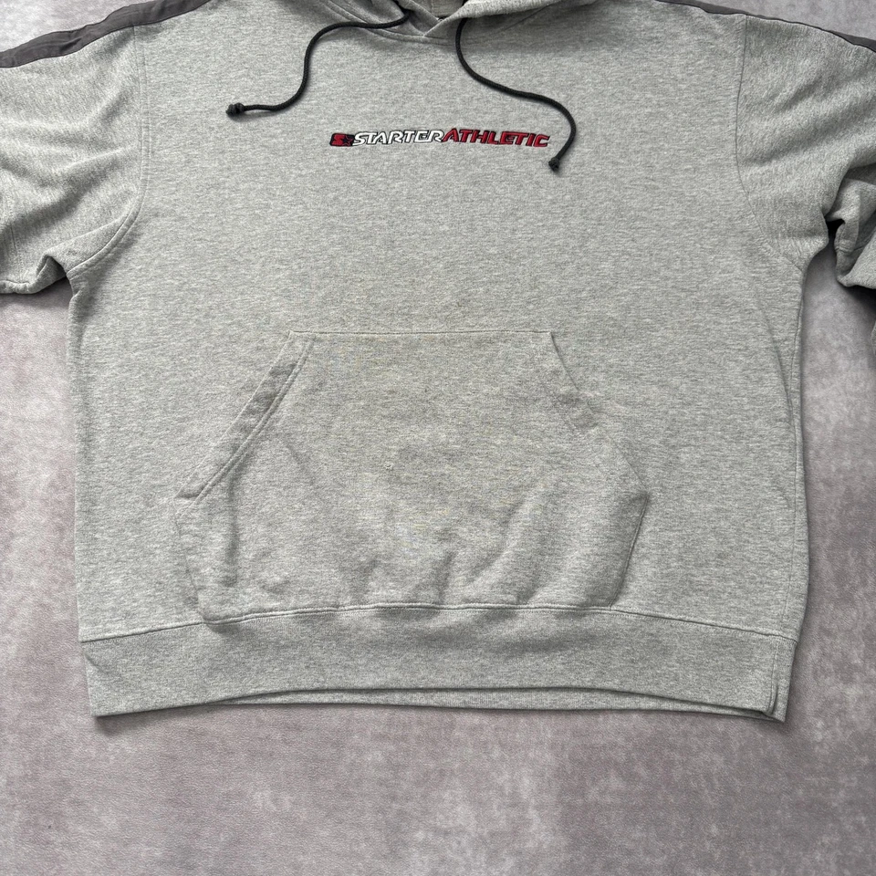 Vintage 00s Starter Hoodie Mens L Gray Embroidered Logo Stripe Skate Surf Y2K - Image 4 of 4