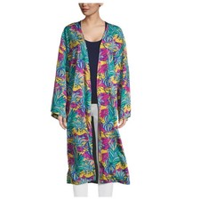 World Market Euphoric Jungle Multicolor Abstract Kimono Colorful Tropical OS