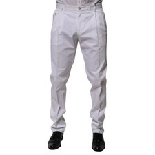 DOLCE & GABBANA Pants White Cotton Dress Slim Formal Trouser IT58/W44/XXL 600usd