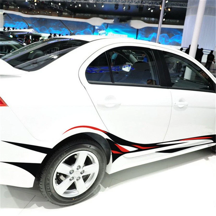 Un par de pegatinas universales a rayas de vinilo para carrocería lateral todoterreno hágalo usted mismo Foto 4 de 4