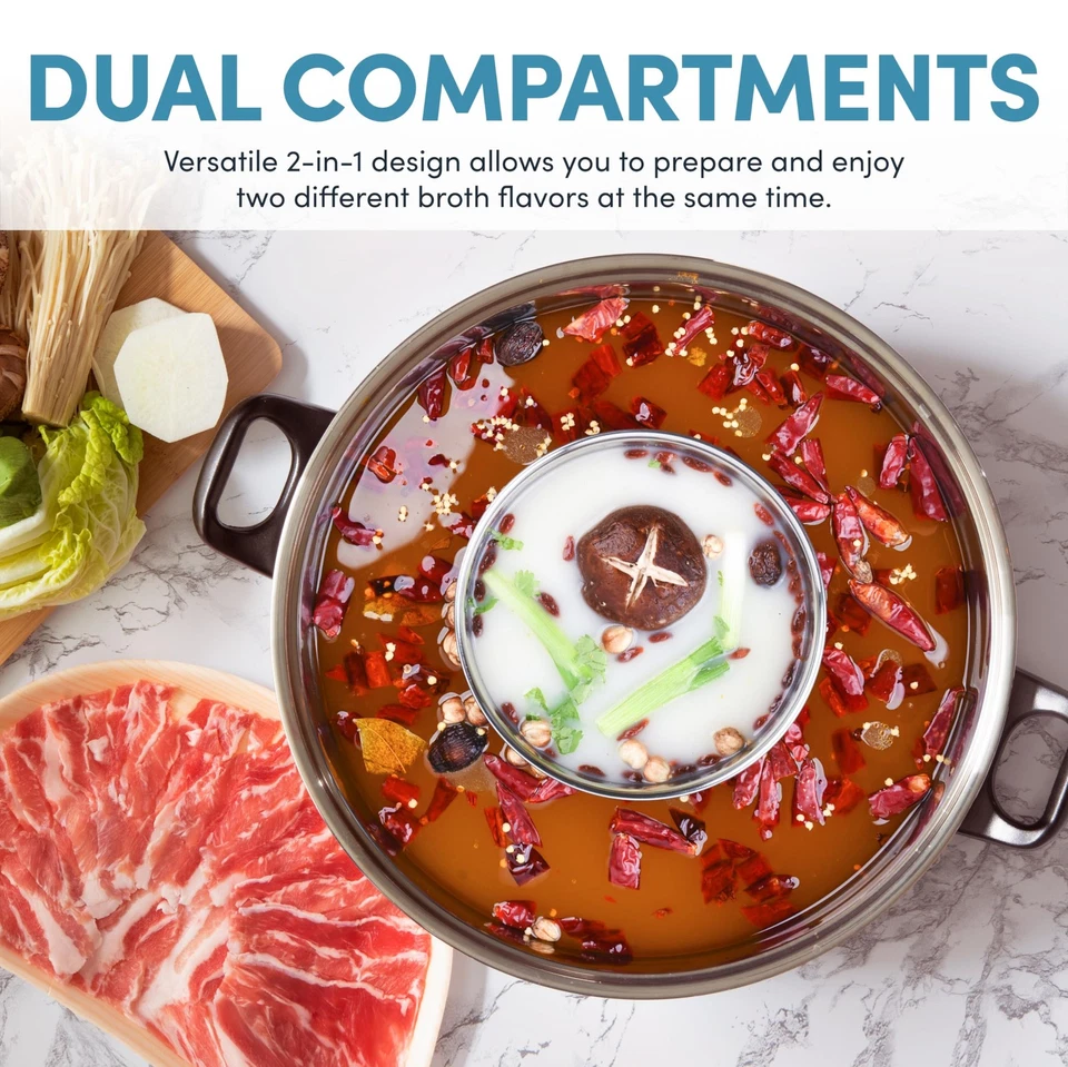 5 夸脱不锈钢双隔层火锅慢炖锅电动1500瓦 — 第 2/4 张图片