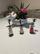 Sehr Alte Blumenkinder Original Erzgebirge Handarbeit Aus Holz Ca. 7 Cm Hoch