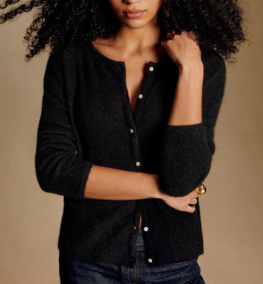 Sezane Gaspard Super Kid Mohair Baby Alpaca Black Cardigan Sweater XXS Luxury