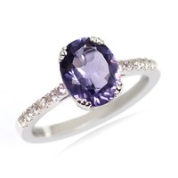 Cavill Blaubeerquarz Ring Oval 1,51Ct Zirkon 0,24Ct 925 Silber Damenring-