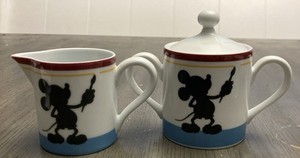 Vintage Pfaltzgraff Michael Graves Mickey Mouse Painter  Sugar Bowl And Creamer