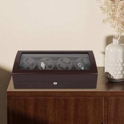 Black Automatic Watch Winder 8+9 Display Case Silent Watch Storage Box W 5 Modes