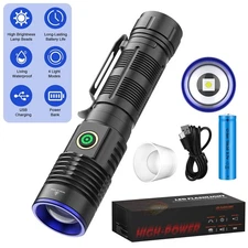 2000000LM LED Flashlight Tactical Light Super Bright Torch USB Rechargeable Lamp
