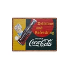Coca-Cola "Delicious and Refreshing" Metal Tin Sign - Vintage Style