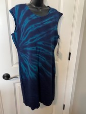 NWT CALVIN KLEIN XL SWEATER DRESS BLUE TURQ TWILIGHT EVERGREEN KNIT DESIGNER NEW