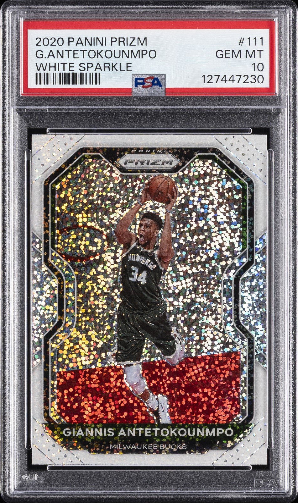 2020 PANINI PRIZM WHITE SPARKLE #111 GIANNIS ANTETOKOUNMPO PSA 10 view 1