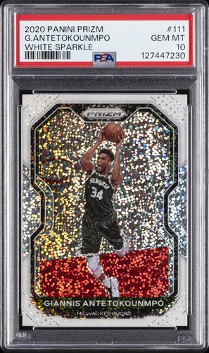 2020 PANINI PRIZM WHITE SPARKLE #111 GIANNIS ANTETOKOUNMPO PSA 10