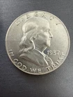 1957 D Ben Franklin US Half Dollar, 90% Silver, Circulated