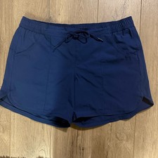 Lands' End Women  s Swim Shorts Pockets Navy Blue Drawstring Built-in-Brief Sz 10