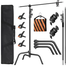 Heavy Duty C Stand 6.9ft/210cm with Holding Arm Sandbag and Storage Bag Grip ...