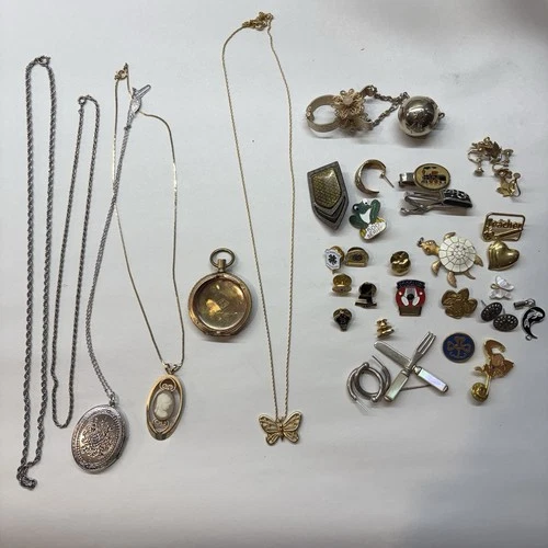 Lot Of 34x Vintage Costume Jewelry Pieces | Wearable Jewelry, Watch Case, Pins