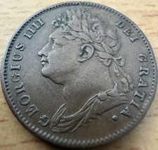 1823 George IV Farthing Fine+ British Copper Coin A-24