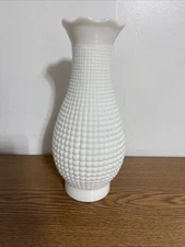 Vintage Milk Glass Lamp Chimney Style Shade 3" Fitter, Corn Rows 9.75” tall