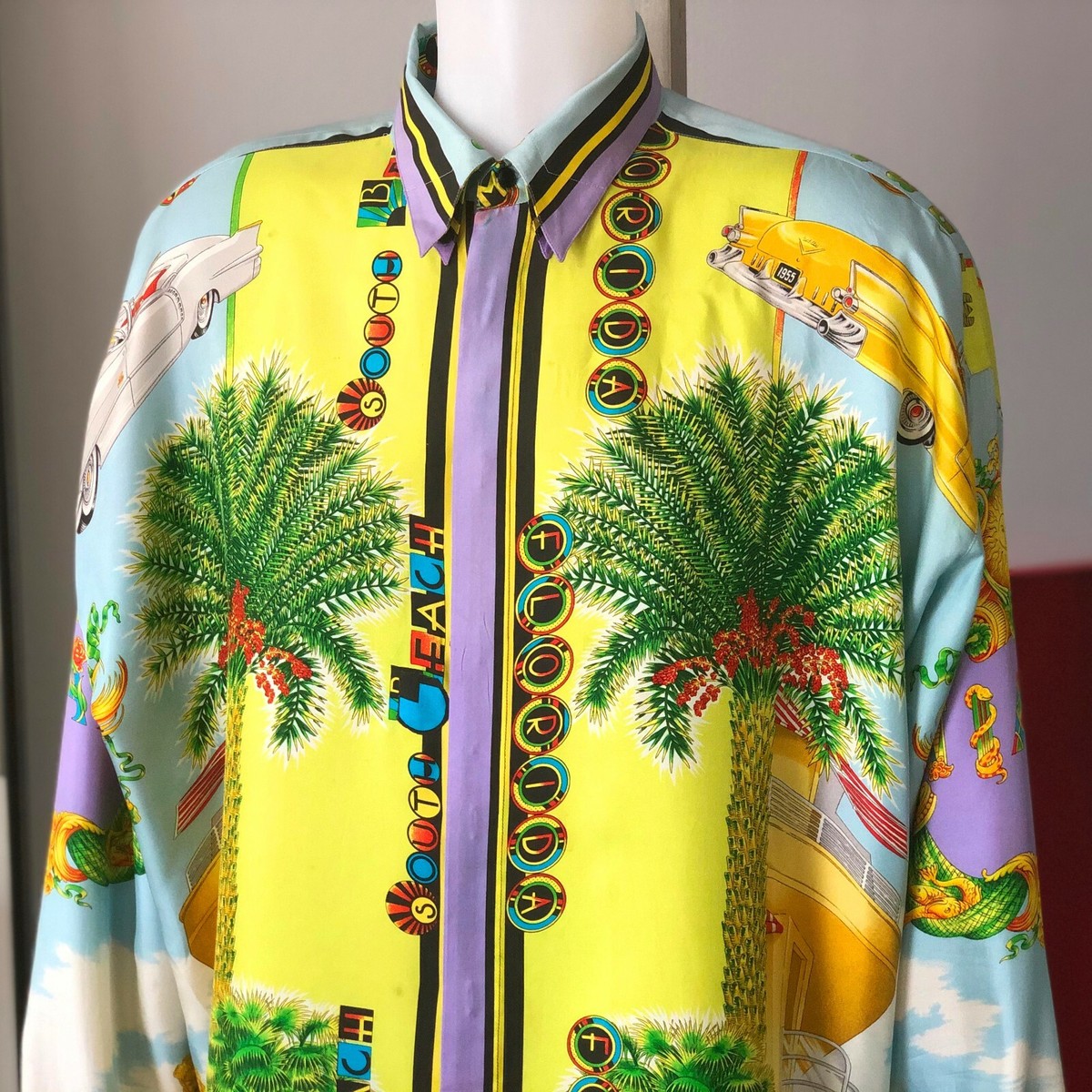 GIANNI VERSACE silk shirt Miami print size IT 52 from S/S GIANNI VERSACE silk shirt Miami print size IT 52 from S/S