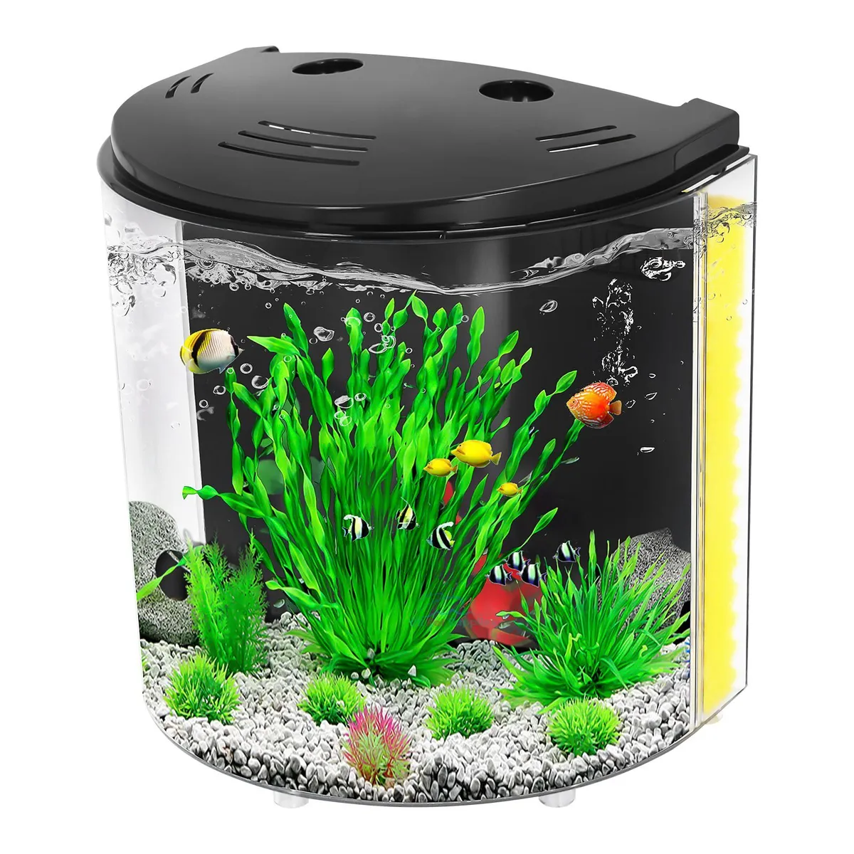 Small Aquarium Fish Tank 1.2gal Betta Tank Starter Kit with LED
