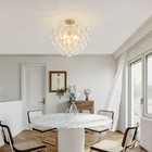 23' Gold Ribbed Glass Ceiling Chandelier Pendant Light Kitchen Bedroom Fixture