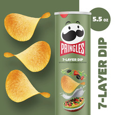 Pringles 7-Layer Dip Potato Crisps Chips, Lunch Snacks, 5.5 oz Canister