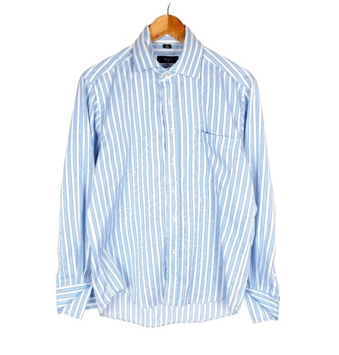 TARO HORIUCHI Long Sleeve Shirt, Size 2, Cotton, Gray, 2102-SH17