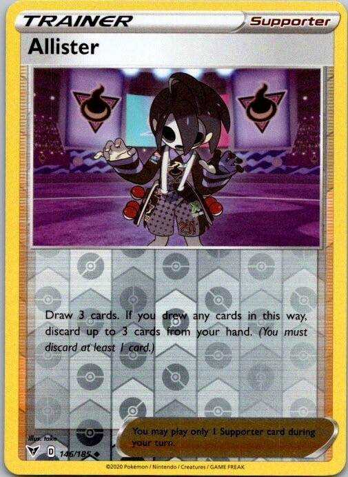 Pokemon TCG Allister SWSH Vivid Voltage 146/185 Reverse Holo Uncommon Card NM