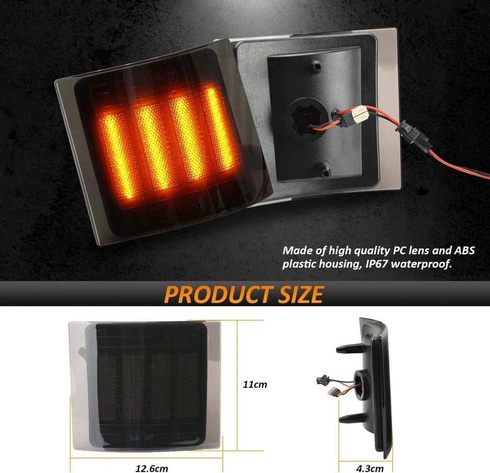 4PCS LED Front Corner Light Smoked Lens 1994-2000 for Chevy C/K C10 Pickup Truck - Image 3 of 4