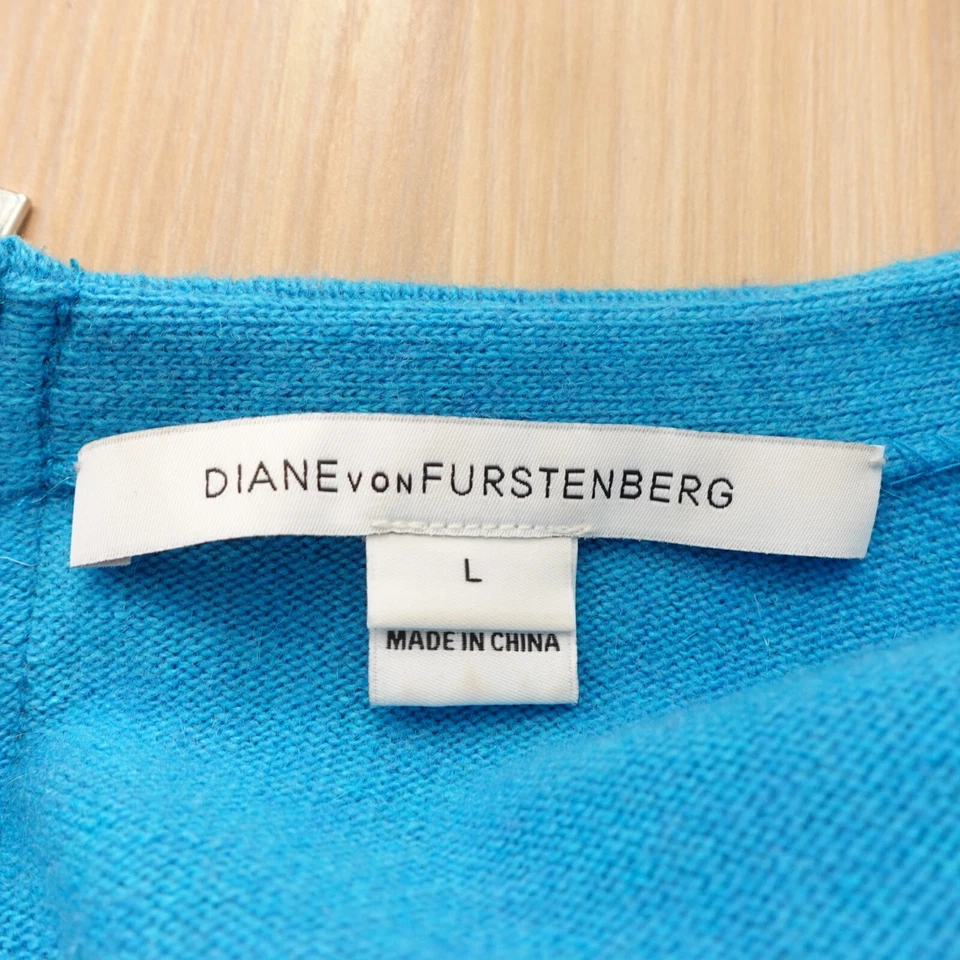 Diane Von Furstenberg Sweater Large Blue Wool Cashmere Jumper Pullover - Image 3 of 4