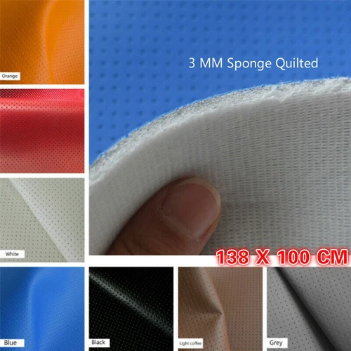 Vinyl Faux Leather Fabric Perforated Sponge Quilted Car Upholstery Materials Sew - Picture 12 of 33