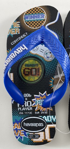 Havaianas Kids Blue Multicolor Flip Flop Video Game US Size 11/ 12C New With Tag - Picture 5 of 10