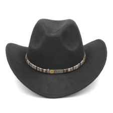 Classic Western Cowboy Hat Wide Brim Cowgirl Cap Steampunk Hatband for Men Women
