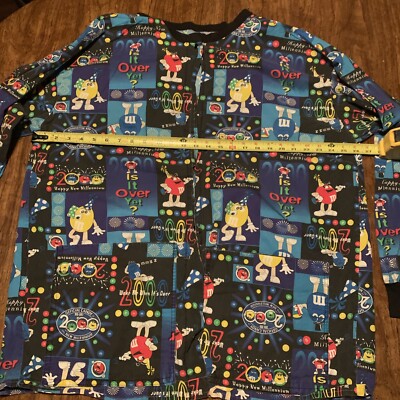 M&M s Happy New Millenium Year 2000 Allover Print Scrub Top