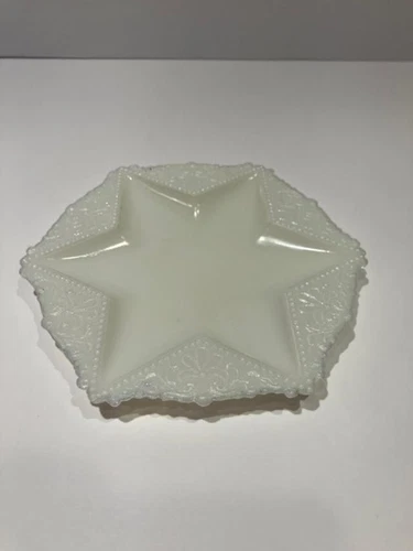 Antique Dithridge Victorian Milk Glass 6 Point Star Trinket Dish Circa 1880s
